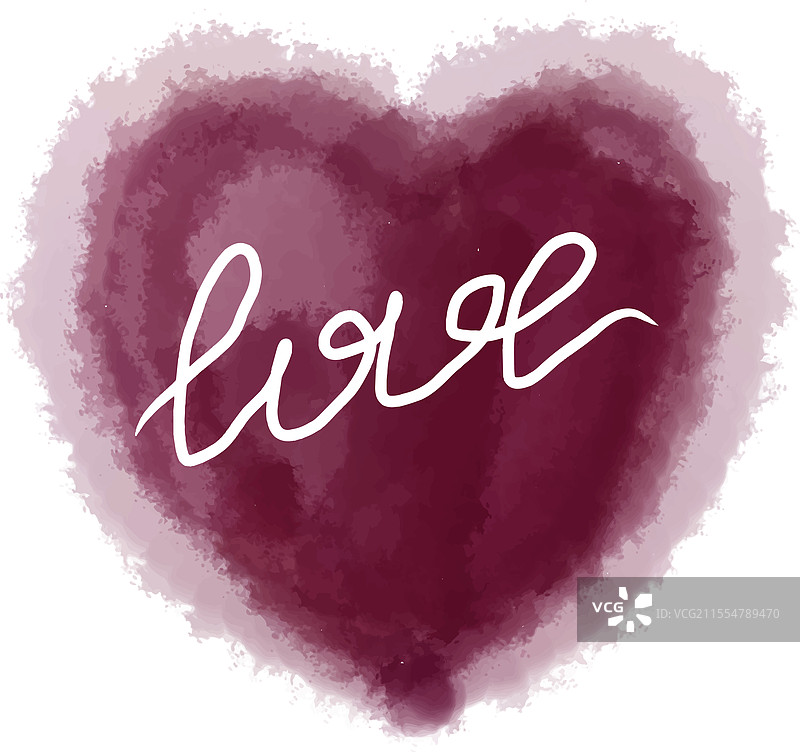 深粉色水彩心形图案，背景为白色图片素材