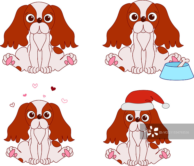 卡瓦利尔国王查尔斯猎犬的组合套件图片素材