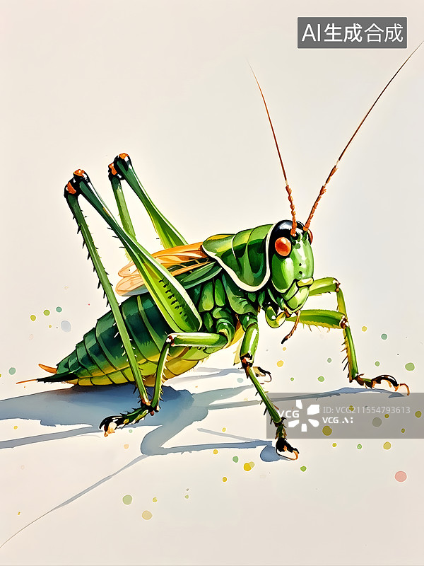 【AI数字艺术】水彩蝈蝈图片素材