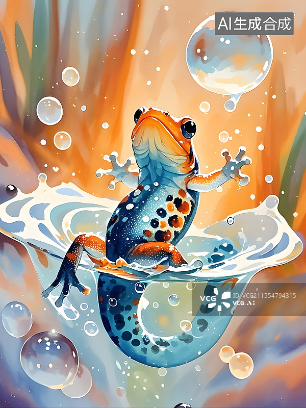 【AI数字艺术】水彩蝾螈图片素材