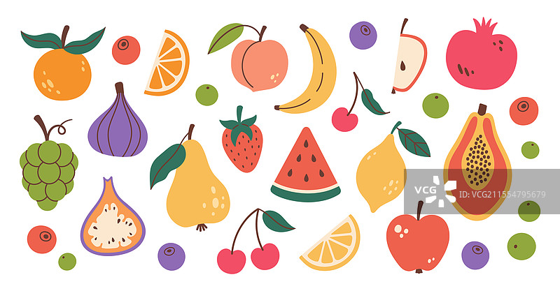 水果集合：各种水果和浆果图片素材