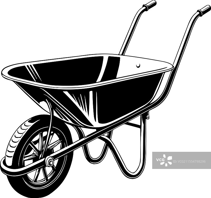 乡村风格的园艺工具剪影：手推车图片素材