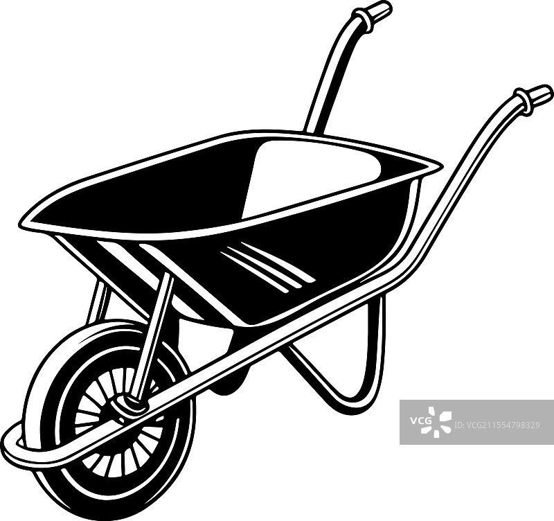 乡村风格的园艺工具剪影：手推车图片素材