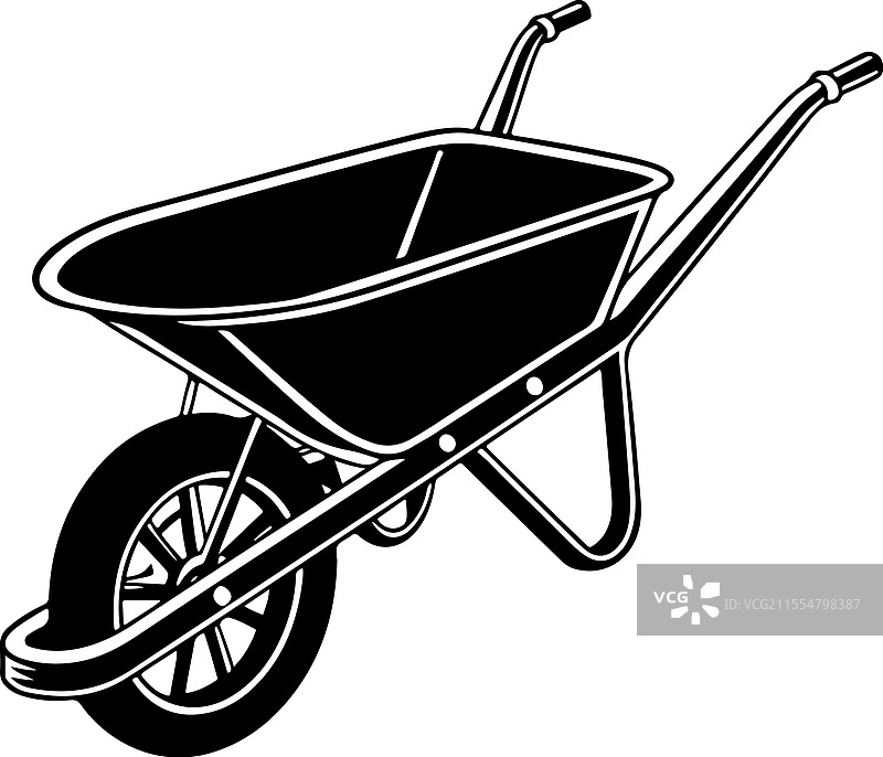 乡村风格的园艺工具剪影：手推车图片素材