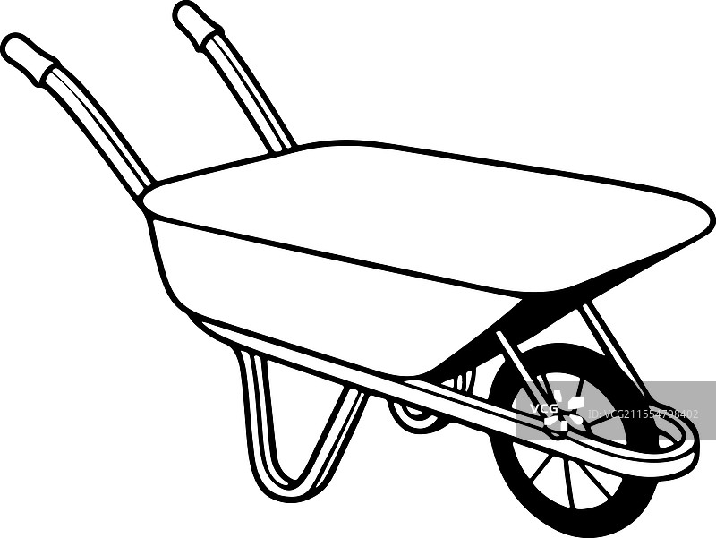 乡村风格的园艺工具剪影：手推车图片素材
