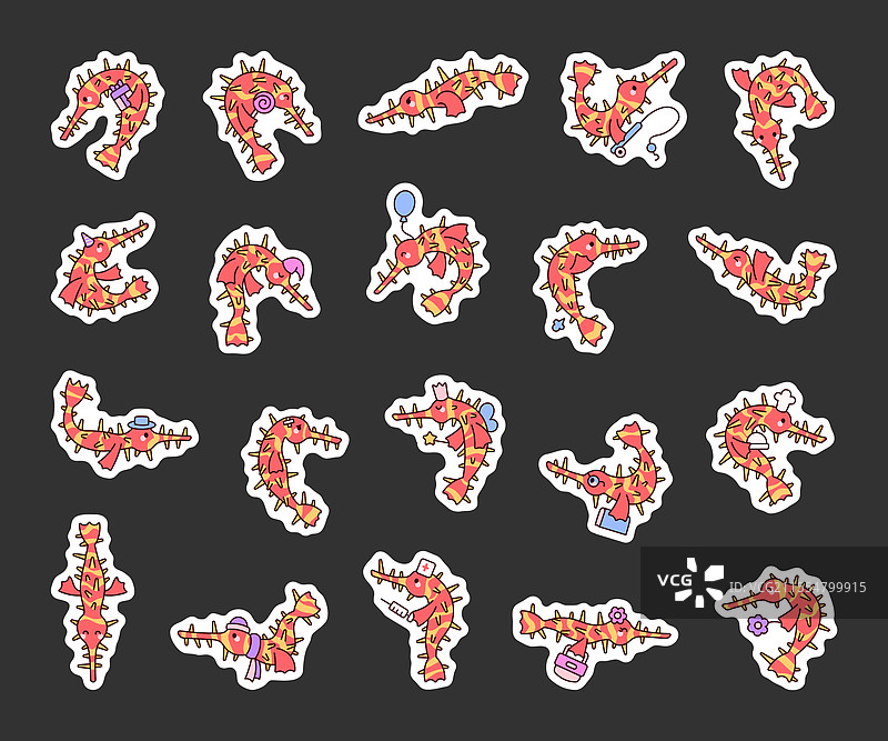 可爱的卡通管鱼角色系列图片素材