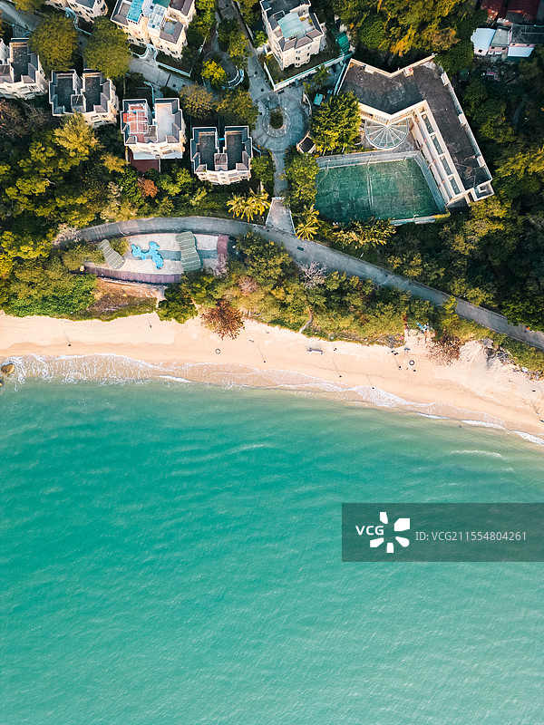 香港离岛区长洲东堤路东湾海滩足球场航拍图片素材