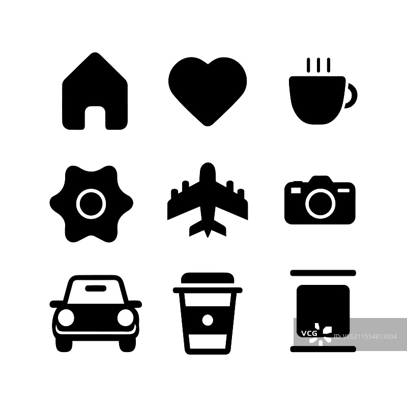 简单的用户界面图标轮廓集图片素材