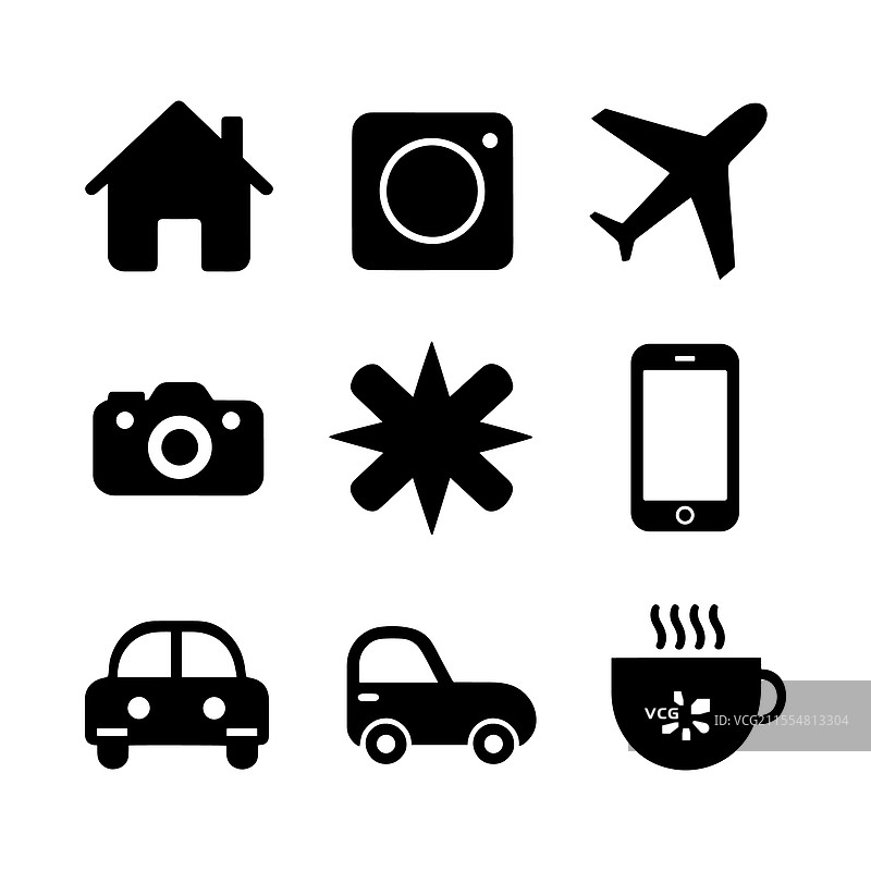 基本用户界面图标集轮廓图标在白色背景上图片素材