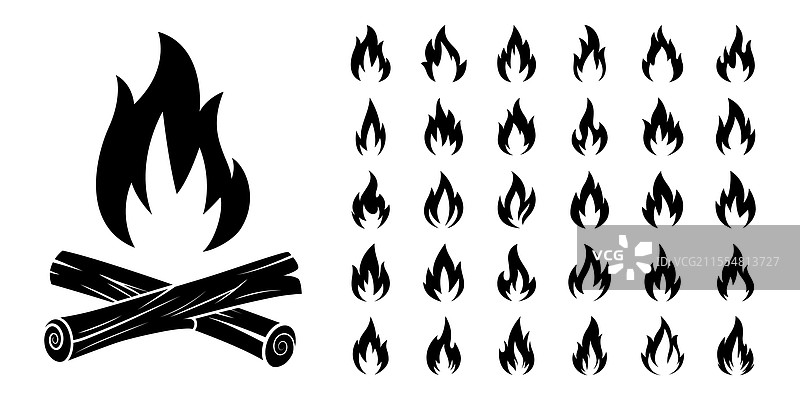 卡通篝火与木柴图片素材