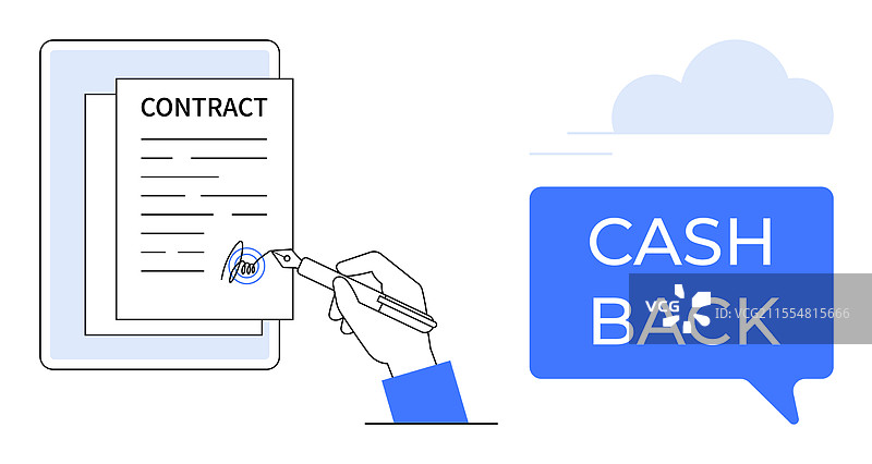 签署合同时手持蓝色现金返还卡图片素材