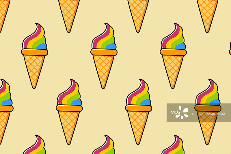 冰淇淋图案，华夫饼杯中的冰淇淋锥图片素材
