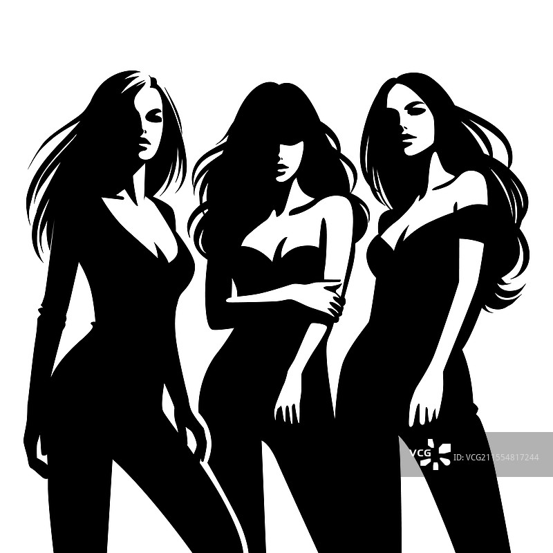 女性模特的剪影元素设计图片素材