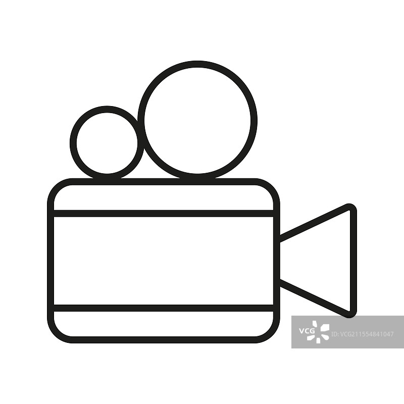 电影摄像机线条图标，可编辑的线条图片素材