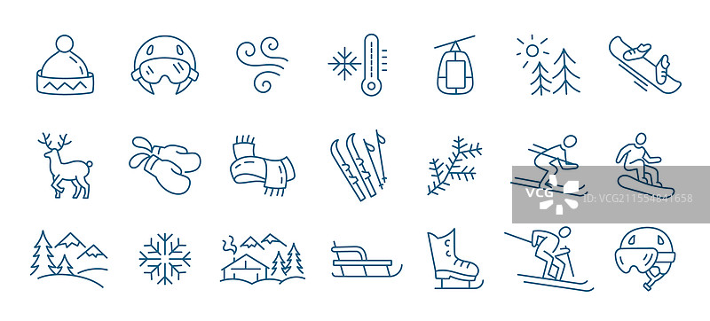 冬季运动和娱乐图标集图片素材