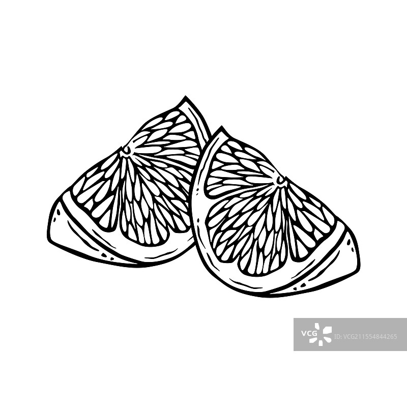 黑白构图的柠檬四分之一图片素材