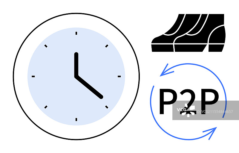 时间管理符号与时钟点对点图片素材
