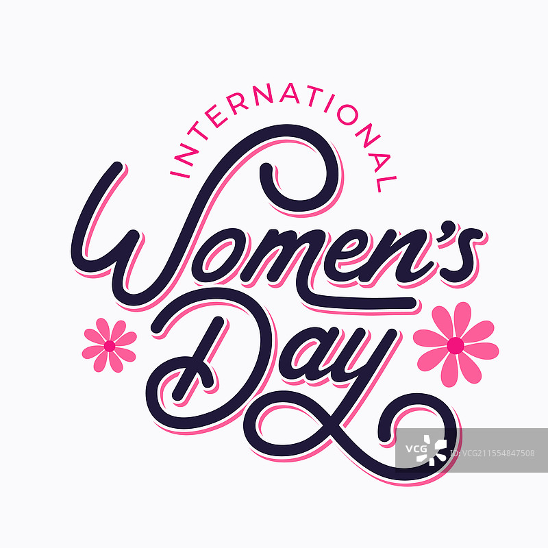 带花的国际妇女节快乐文字设计图片素材