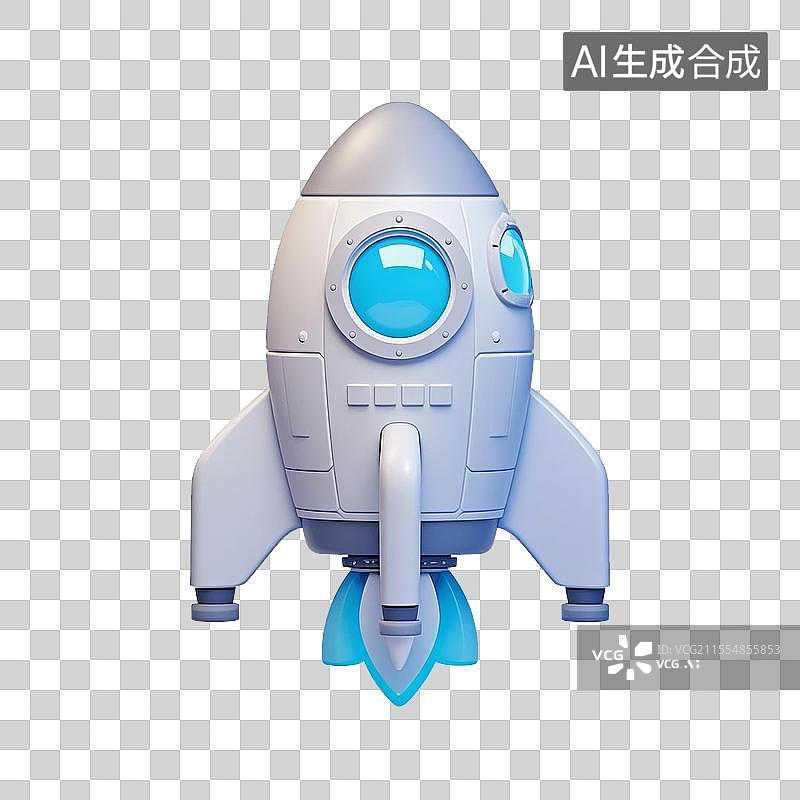 【AI数字艺术】免抠元素一个3D卡通宇宙飞船图片素材