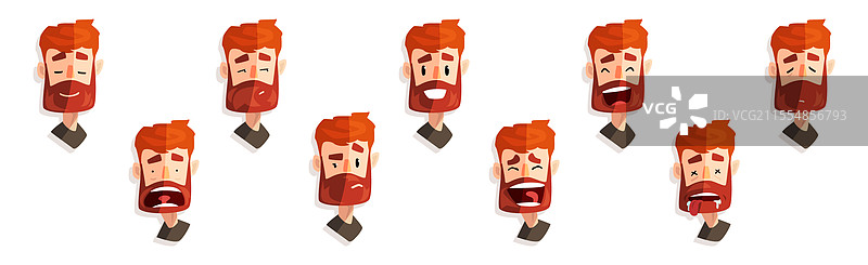 红发胡子男士的头像与情感表达图片素材