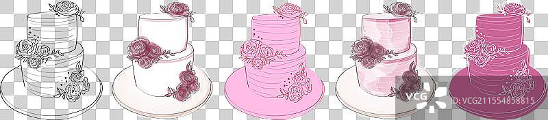 各种类型的蛋糕在白色背景上图片素材