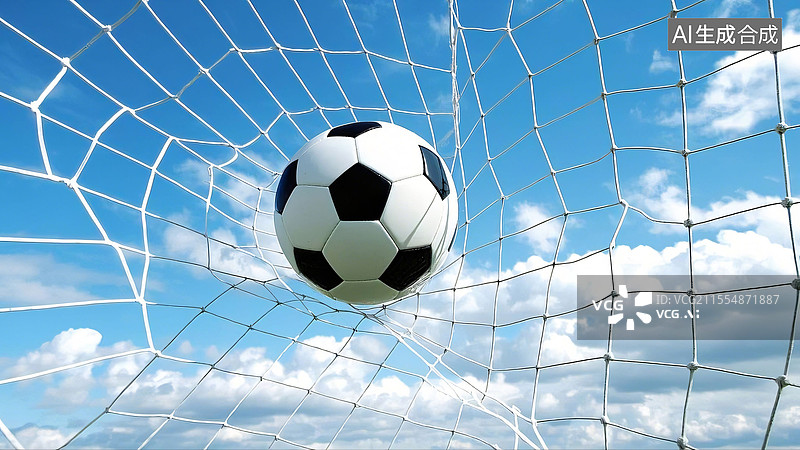 【AI数字艺术】足球疾速飞入球门网图片素材
