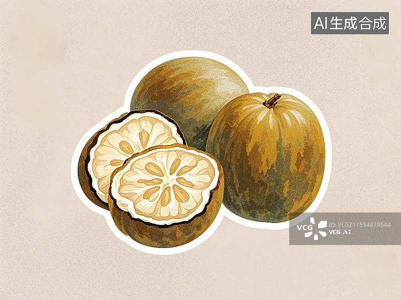 【AI数字艺术】罗汉果，手绘画风格图片素材