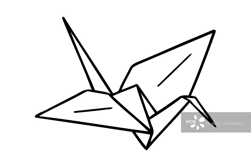手绘折纸鹤涂鸦图标轮廓图片素材