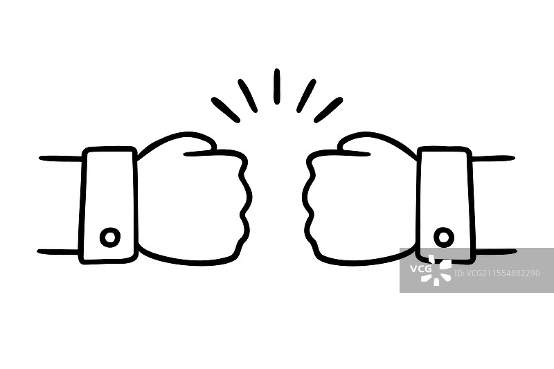 拳头碰拳头涂鸦手绘图标轮廓图图片素材