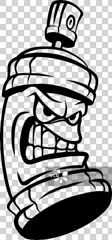 卡通风格的激烈喷漆黑色轮廓图片素材