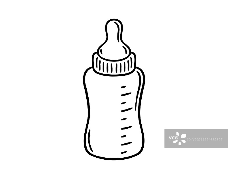 婴儿奶瓶涂鸦手绘图标轮廓图片素材