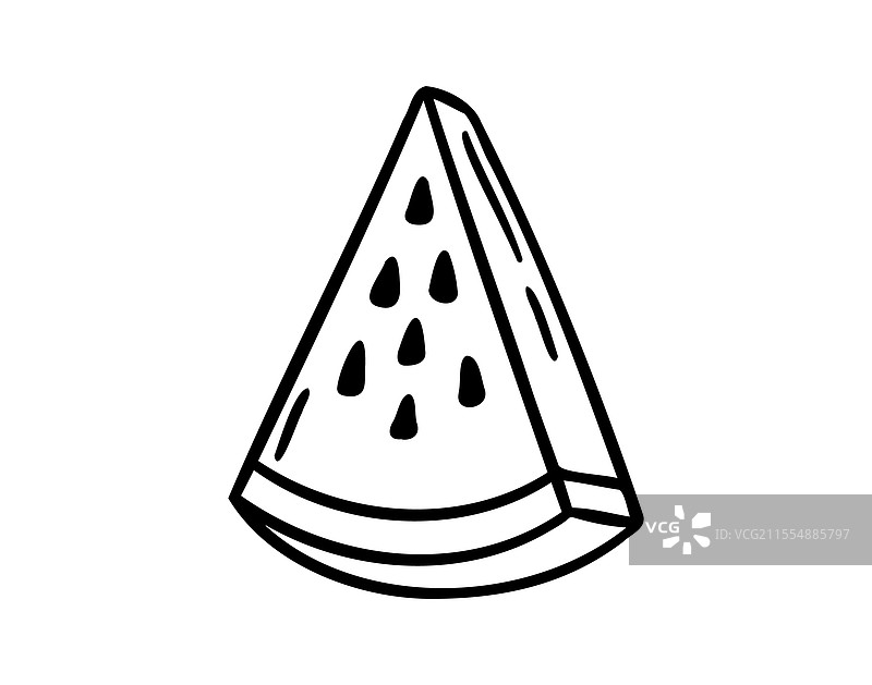 手绘西瓜三角形切片涂鸦图标图片素材