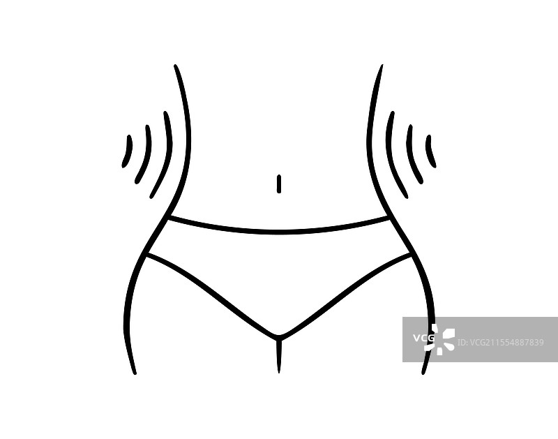女性臀部和腰部轮廓图标，纤细健康图片素材