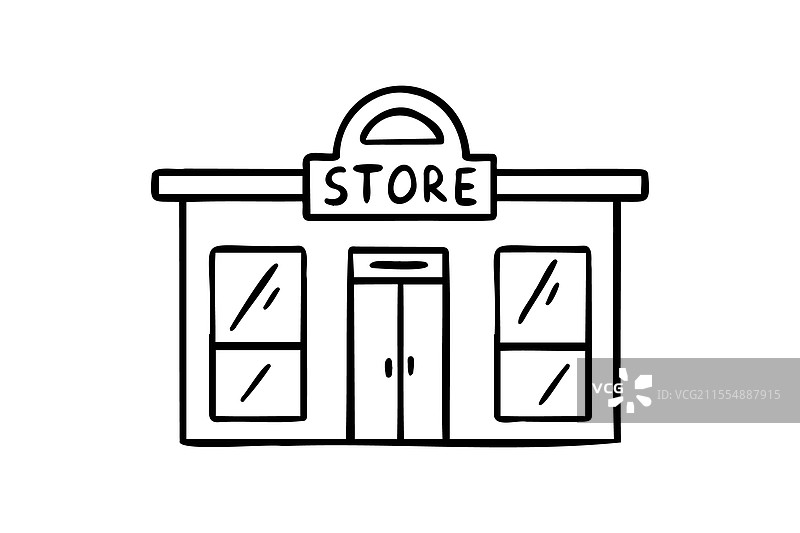 复古商店涂鸦手绘图标商店图片素材