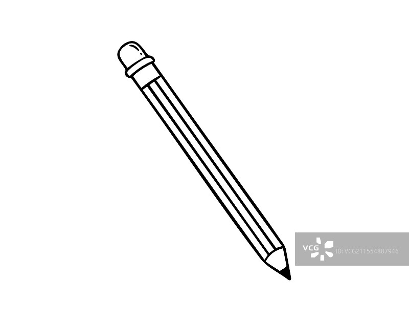 手绘铅笔与橡皮擦涂鸦线条图片素材