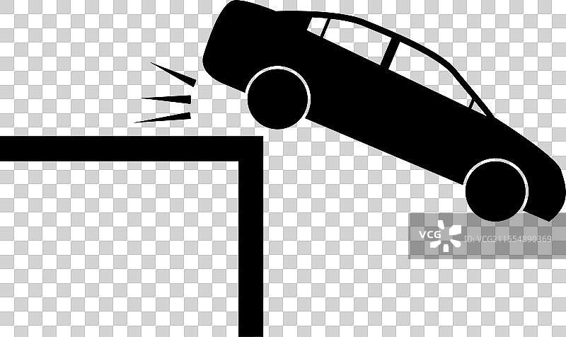 汽车从山崖跌入沟壑的扁平图标图片素材