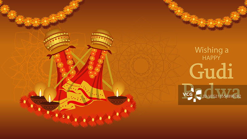 祝您吉祥的古迪帕德瓦，伴随两面古迪。图片素材