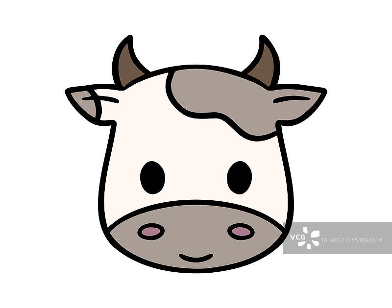 可爱的牛脸卡通彩色角色涂鸦图片素材