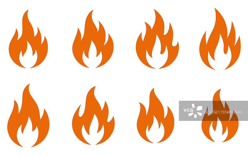 火焰橙色形状图标集艺术图片素材