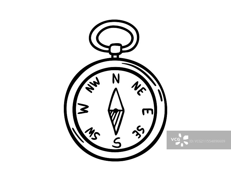 手绘指南针涂鸦图标轮廓画图片素材