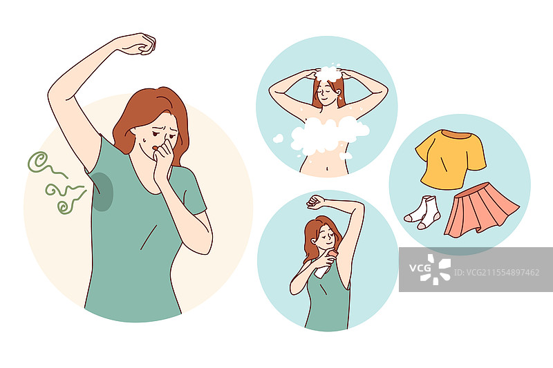 女人通过使用除臭剂来对抗汗味图片素材