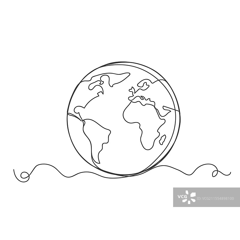 地球的连续一笔画图片素材