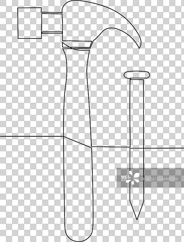 平头钉锤和十字螺丝刀图片素材