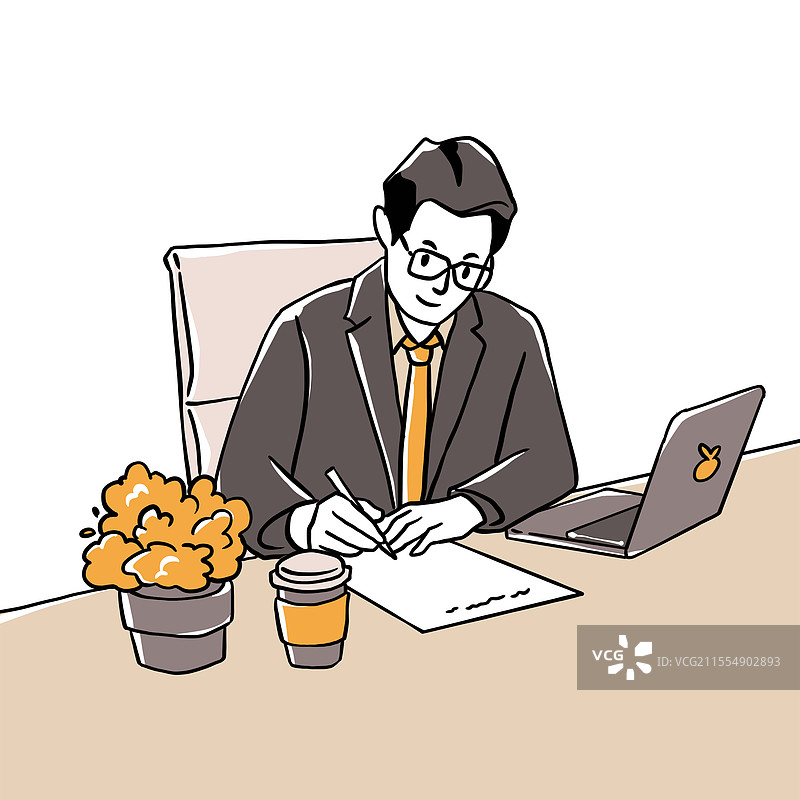 一名男子认真工作图片素材