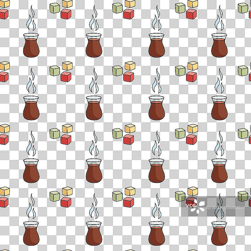 无缝图案的土耳其郁金香形状茶杯图片素材