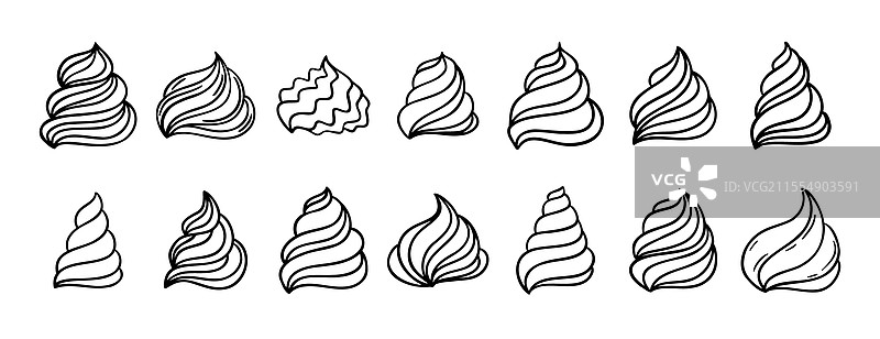 手绘蛋糕或冰淇淋用的奶油涂鸦图片素材