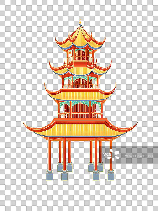 塔楼景点建筑插画图片素材