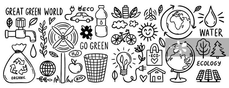 回收、环保与绿色世界概念图片素材