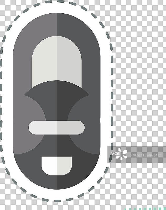 与南方相关的非洲面具贴纸线条剪切图图片素材