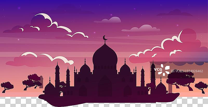 阿拉伯城市剪影概念图片素材